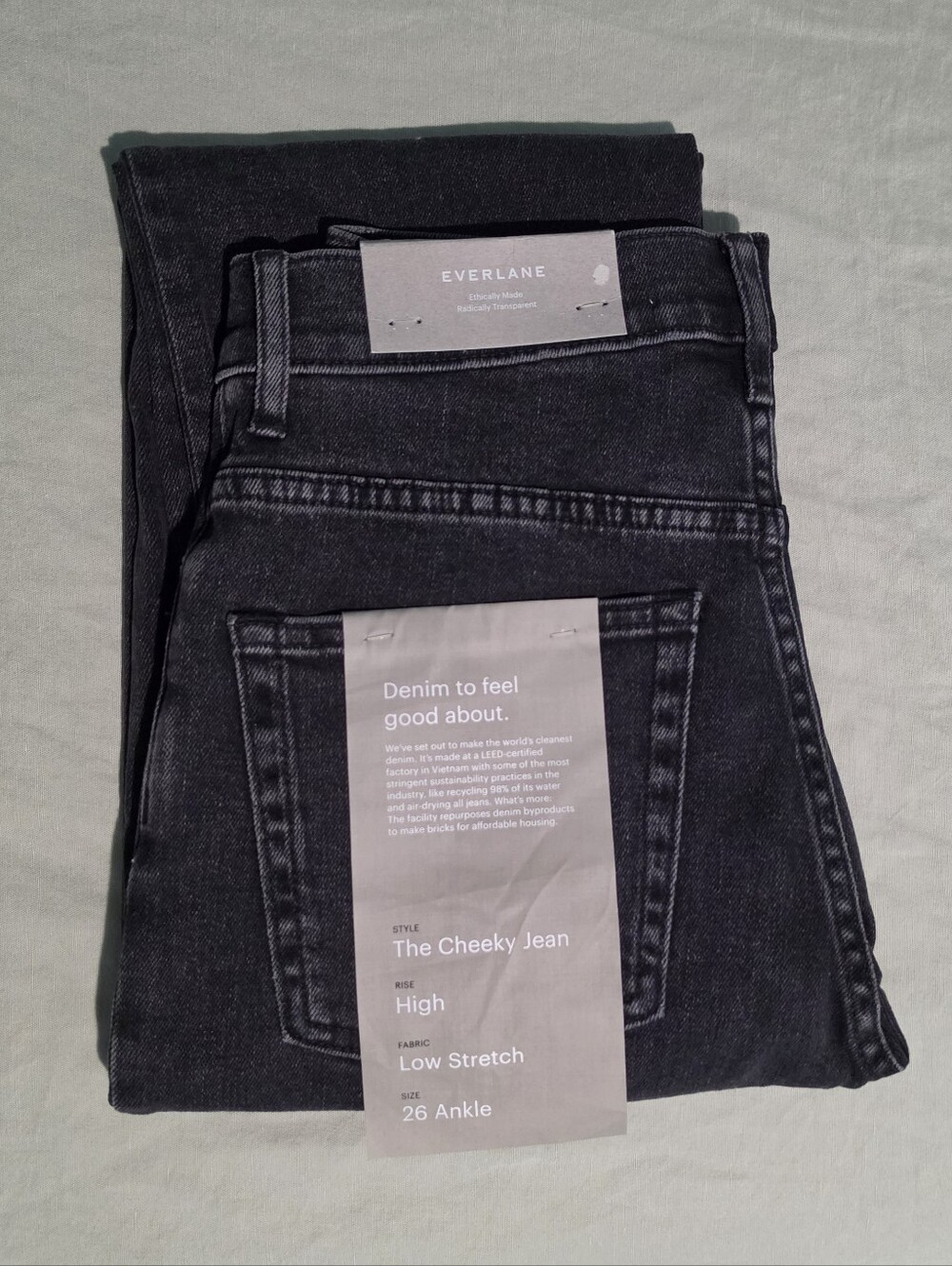 Everlane The Cheeky Straight Ankle Washed Black Women's Jeans Size 26 NWT $98 - Picture 2 of 11
